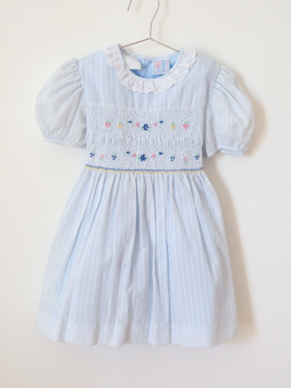 Vintage Blue Striped Smocked Dress / 3T
